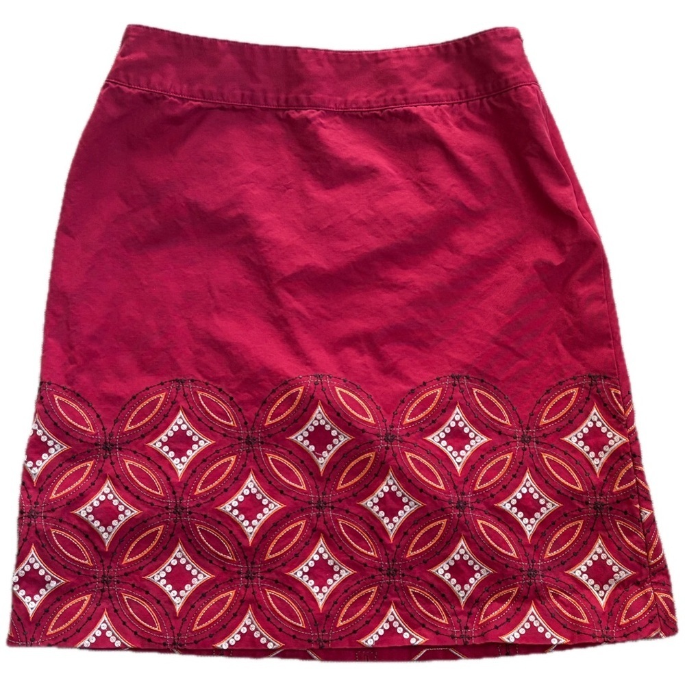Vintage Talbots Orange Red Embroidered Skirt Fits Small Medium Preppy Secretary